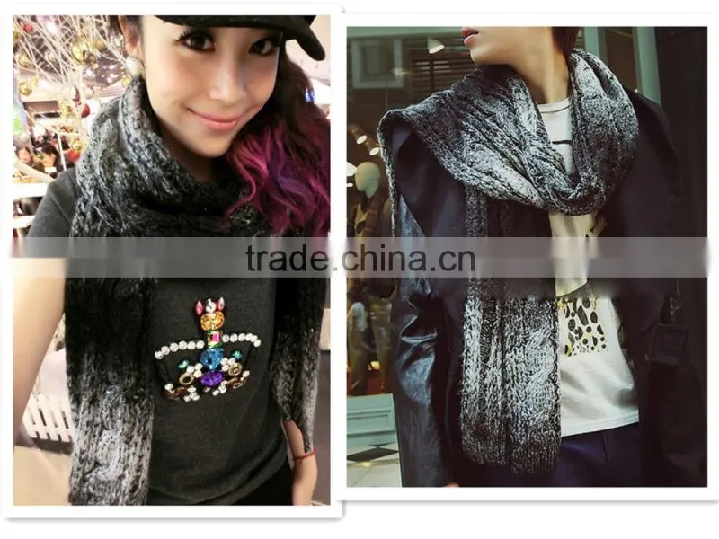 2014 Winter Latest Fashion Warm Unisex Man Women Fitted Space Dye Long Knit Scarf
