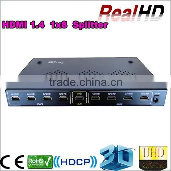 2016 Best Selling Uncompressede 1x8 V1.4 HDMI Splitter with HDCP Key
