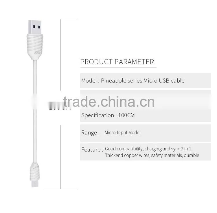 GOLF 1m Pineapple Series Micro USB Cable for s7 edge/s7 2.1A Quick Charging and data cable For Huawei/Nokia/HTC/Xiaomi