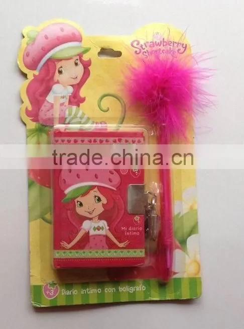 2pcs dsn diary with lock&pen stationery set