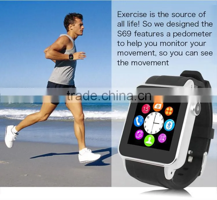 Drinking remind S69 Watch Cell Phone Bluetooth smart bracelet watch touch Screen