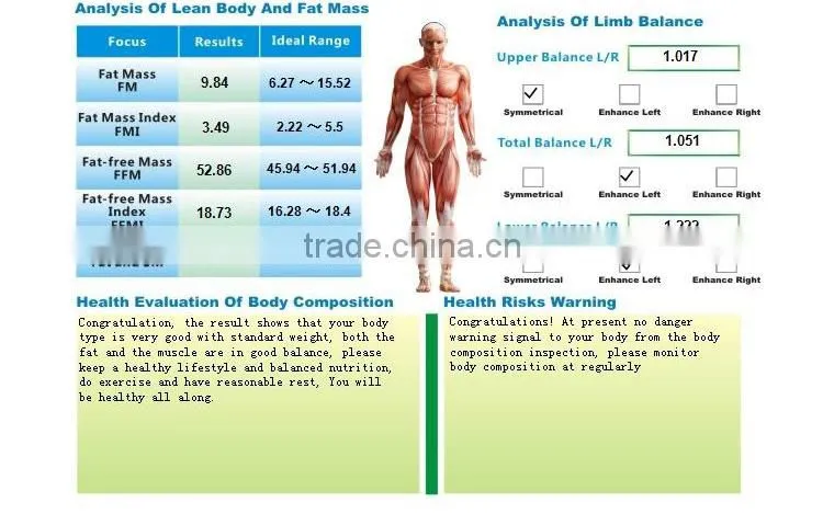 hotsale personal home use body composition analyze equipment