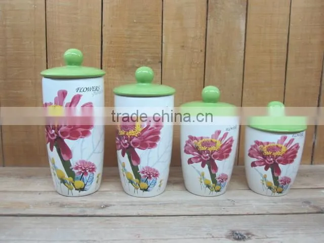 Set 3 Round Ceramic Plant /Flower Pot with Pallet Tray