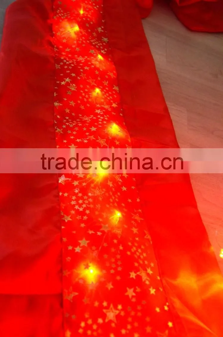 Fancy red wedding table runner with LED lights