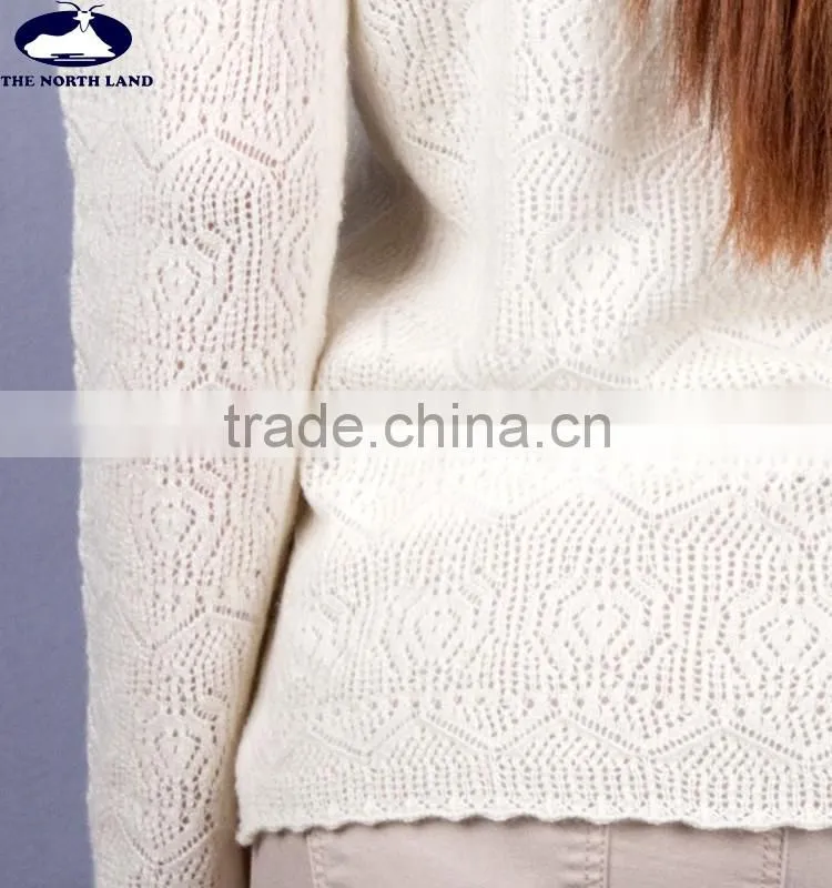 Women's C Neck Pullover with Hollow Out Design CSW15120805L