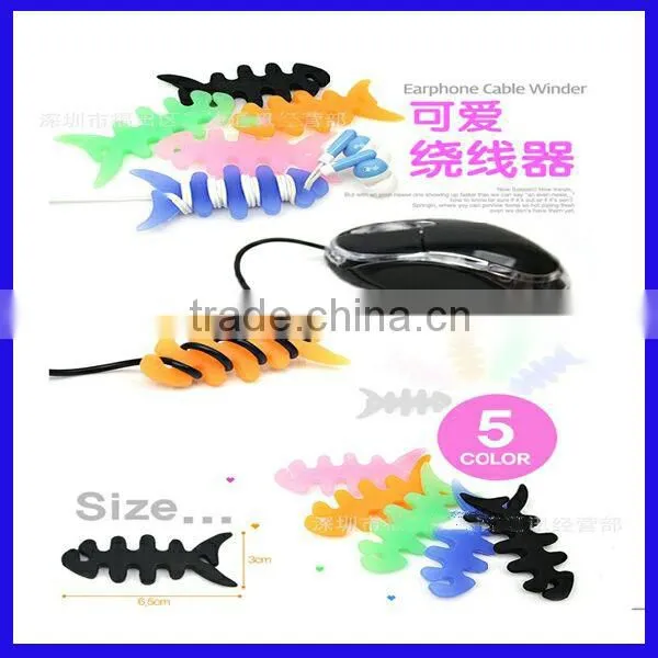 2013 Fashion design earphone cable silicone winder /headphones cable holder