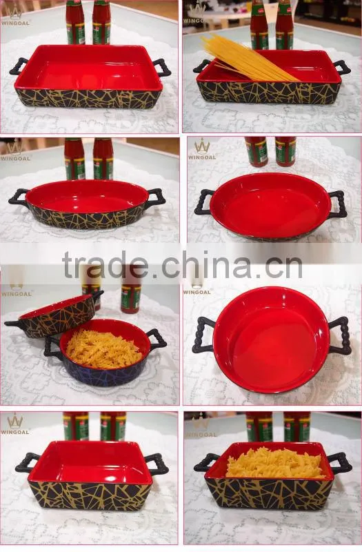 Household Oval Ceramic Baking Pan With Decal