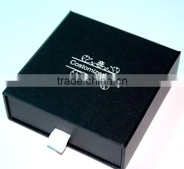 luxury custom embossed gift box with silver foil hot stamping logo