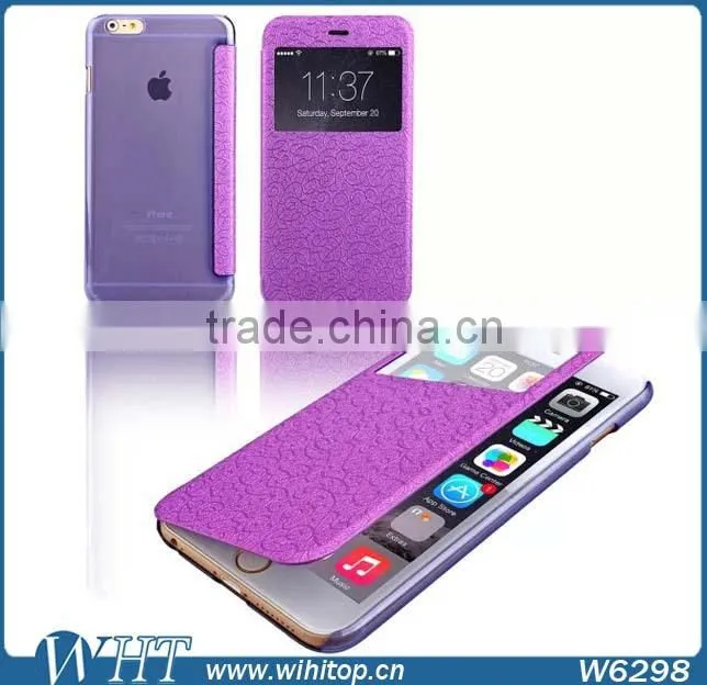 Flip PU Leather Case with Window for iPhone 6 Plus 5.5", Window View Smart Case for iPhone 6 Plus