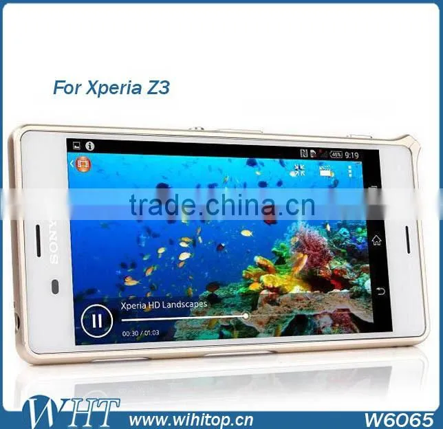 Fashionable Aluminum Bumper Case No Screws For Sony Xperia Z3, Luxury Hard Metal Frame For Xperia Z3