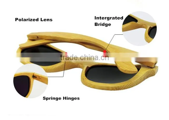 new fashion 2016 UV400 mirror color lens custom design bamboo wooden polarized sunglasses sun glass