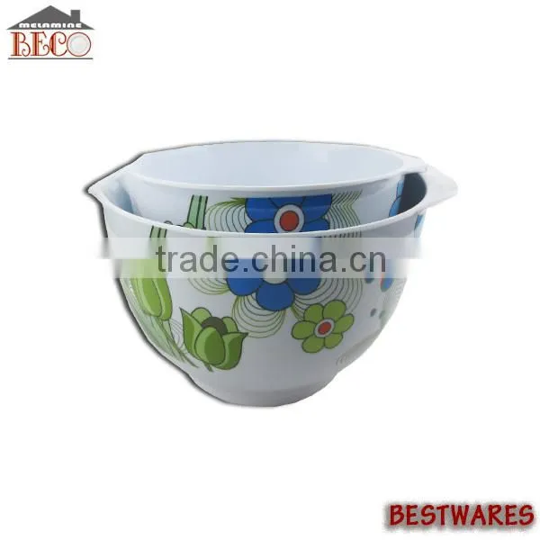 Top quality flower pattern plastic melamine kids dining bowl set