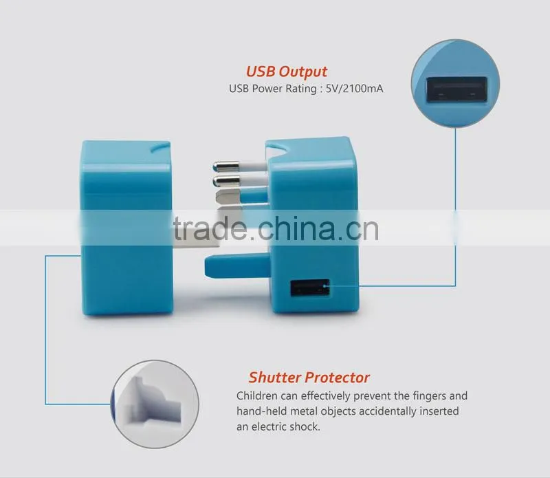 Universal Travel Adapter with USB Port Charger