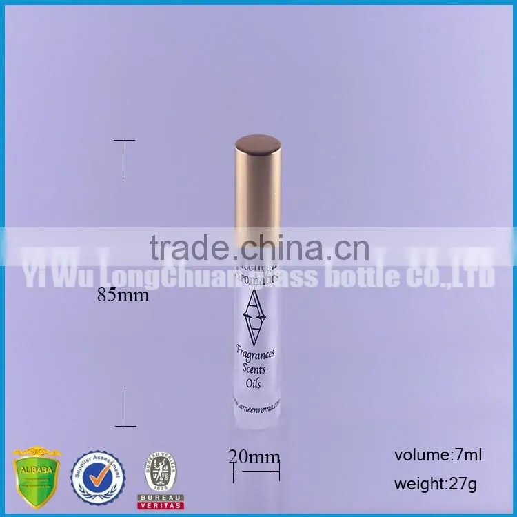 Long Custom Clear Round Frosted Glass Bottles10ML with Gold Cap