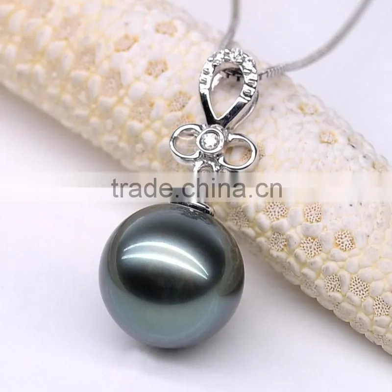 low price real 10--11mm tahitian black pearls value pendant