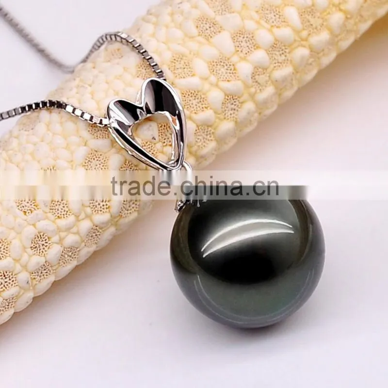 low price real natural 11--12mmtahitian black pearl necklace pendant
