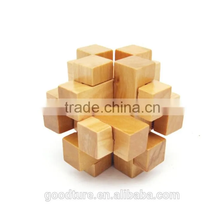 2015 Hot Sale Wooden IQ Intelligent Puzzle Magic Puzzle Kongming Lock Brain Teaser Model Number GAD1074