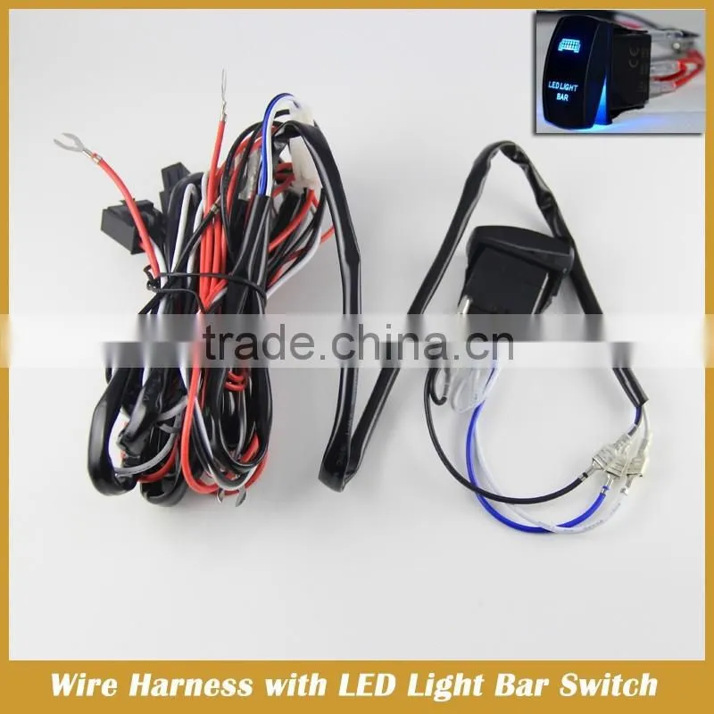 Relay wire harness with LED light bar rocker switch for light bar,fog lamp,working lamp