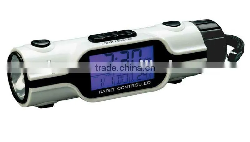 travel alarm clock with LED torch