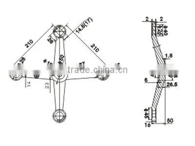 Stainless steel glass spider fittings 210mm from hole to hole