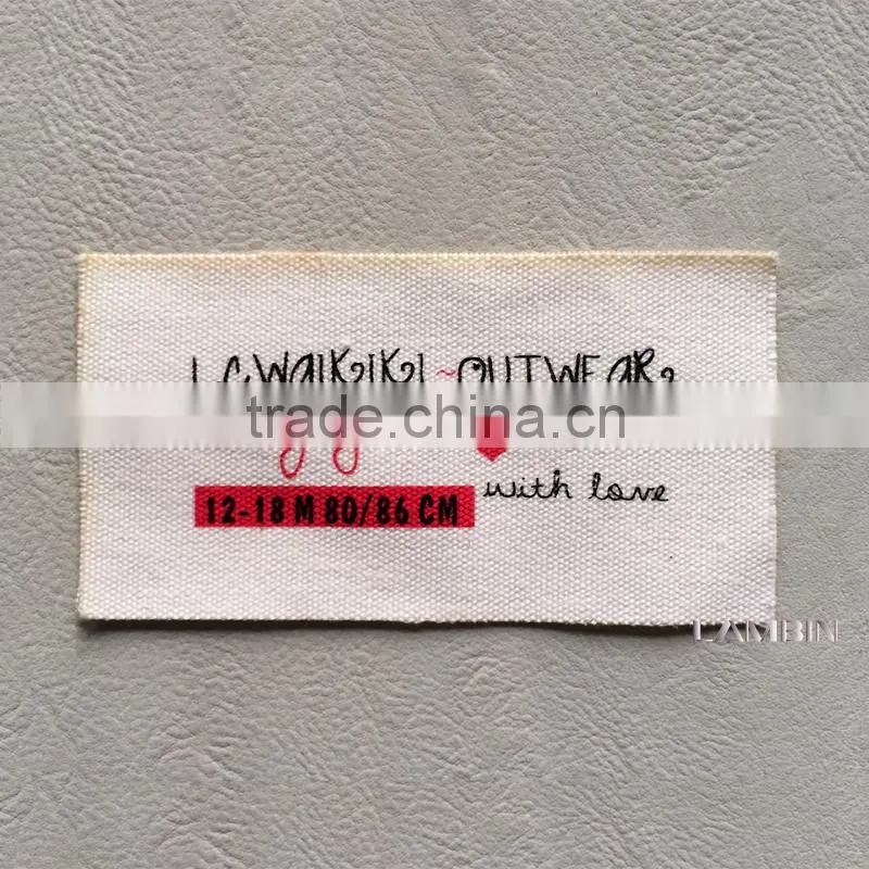 Recommended silk screen printed canvas main label mark for luggage