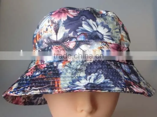 100% polyester floral pattern bucket hat cool bucket hats