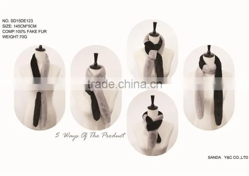 New design fashion women fake fur scarf/shawl