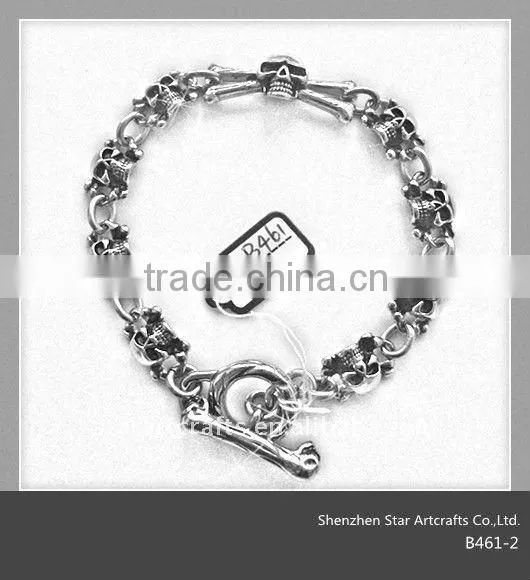B461 Most popular pure 316l stainless steel skull bracelet