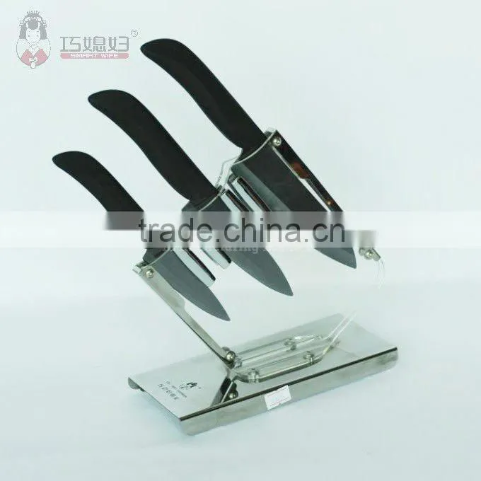 Hardest blade black TPE soft touch handle ceramic knife sets