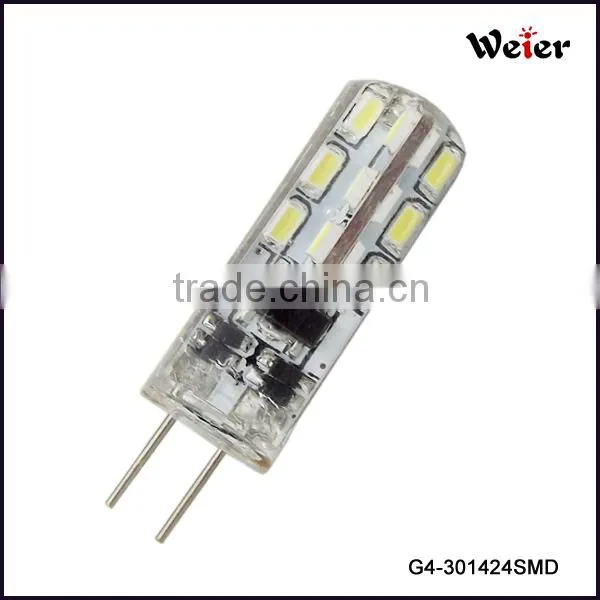 2014 hot selling 0.799 3014 12V DC silicone G4 led light bulb small size