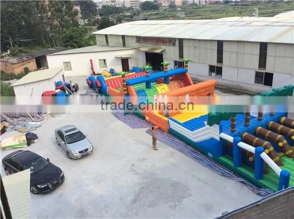 Inflatable jungle adventure obstacle course/ 50m giant inflatable running obstacle for sale