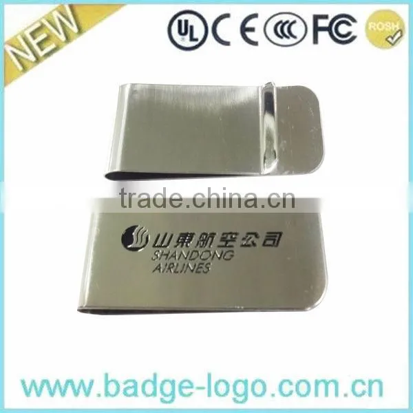Delicate stainless steel money clips with etched LOGO