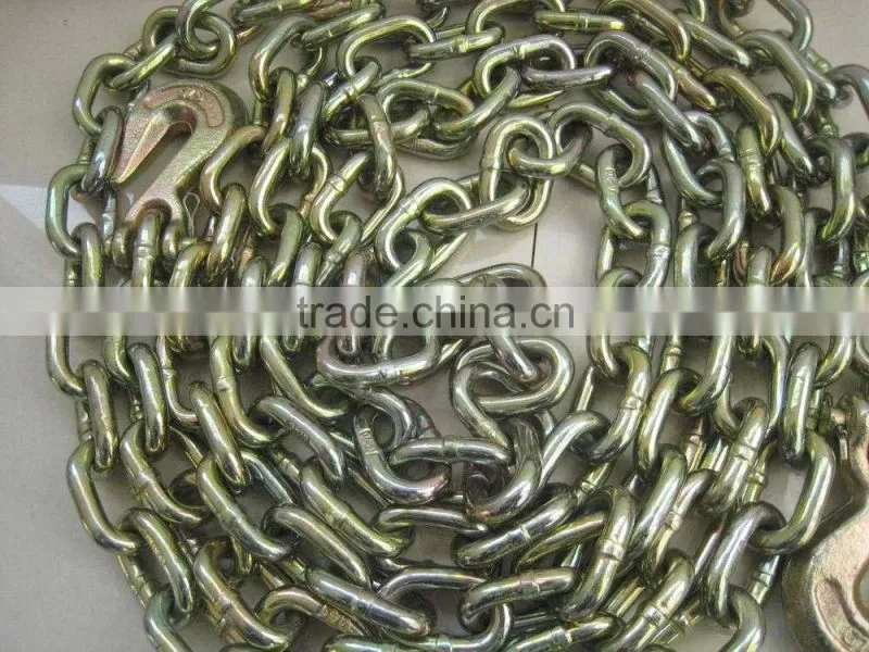 Golden Galvanized Tempered Binder Chain With Clevis Grab Hooks