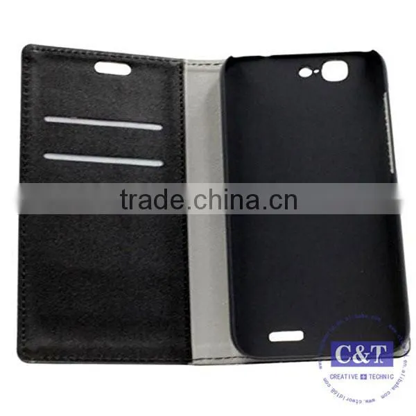C&T Genuine credit card holder stand pu wallet leather case for huawei ascend g7