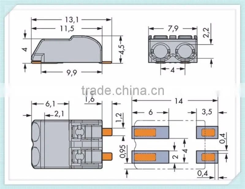 Factory price 4.00MM Germany terminal block with fast Surface Mount Pcb Terminal blocks with push-buttons