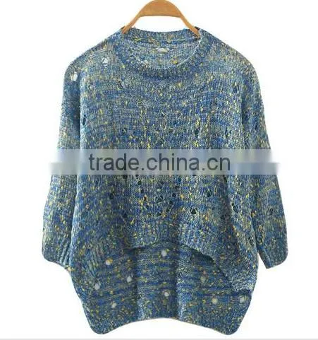 Royal Hollow Gold Wire Hedging Blue Sweater