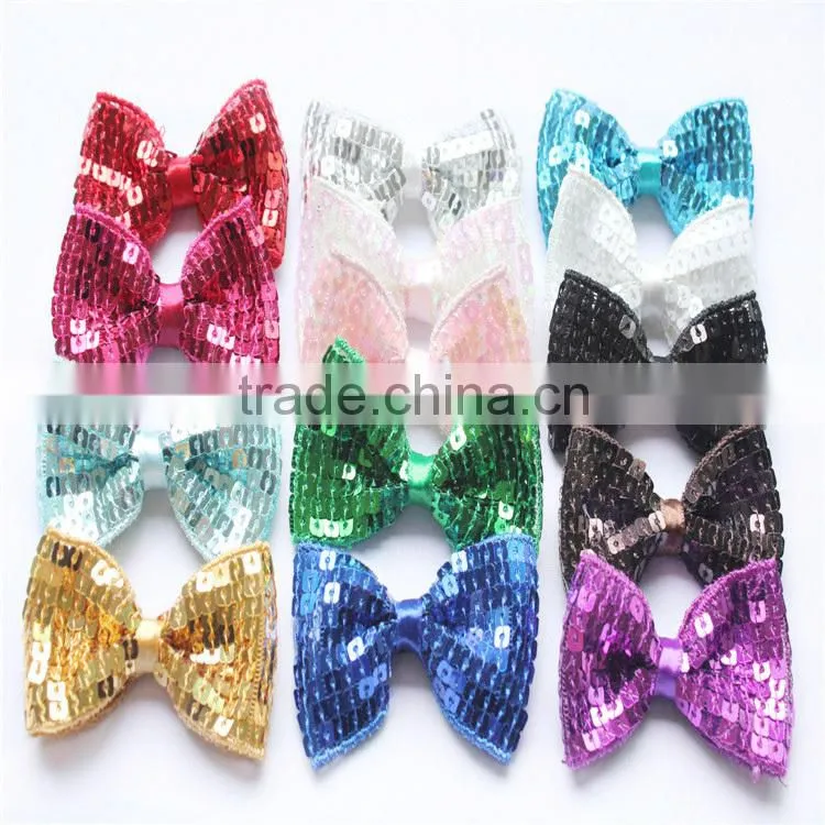 Popular Newborn Baby Headbands with Bows - glitter sequin bow with elastic strip headband