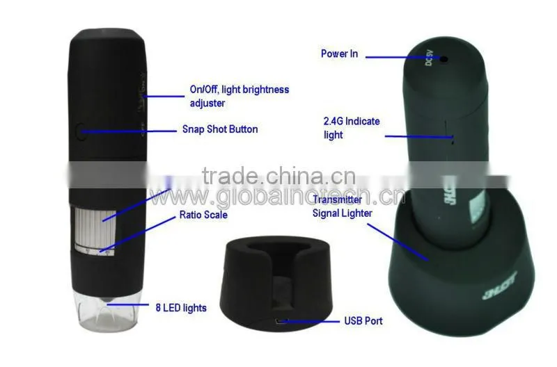 2.4G wireless USB microscope work on PC