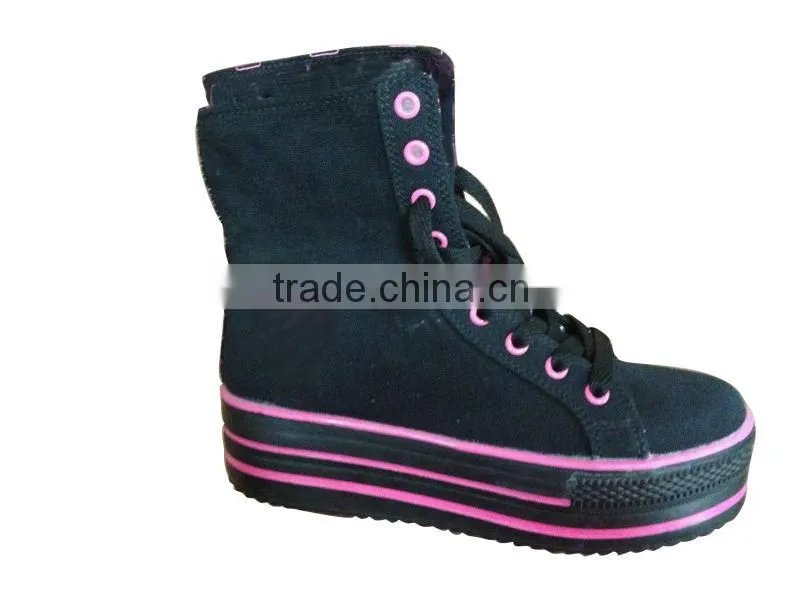 2016 lady fashion high top casual canvas shoes