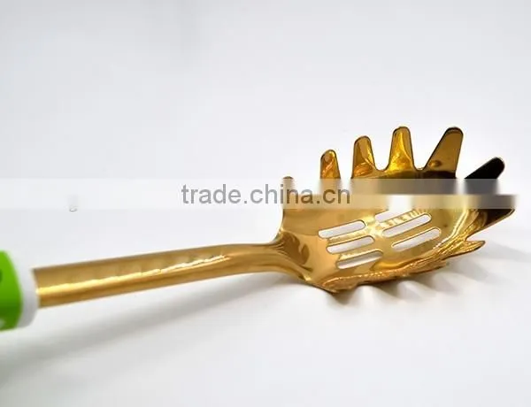 Classic Quality China Manufacturer gold plating stainless steel Spaghetti Server Spoon