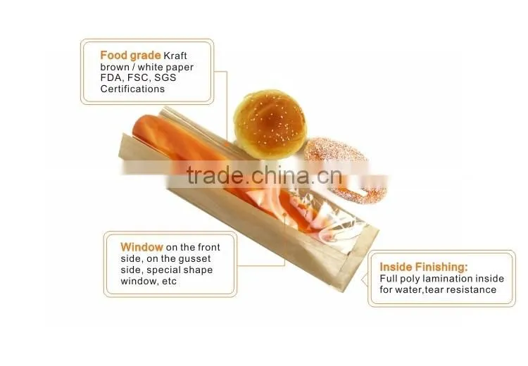 Custom printed cheap moistureproof paper bakery bag