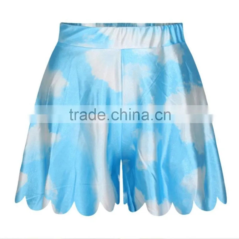 Drop shipping Women Shorts Polyester and Spandex Pants Clouds Print N14-20