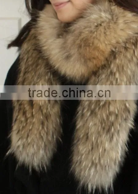 2015 long racoon fur scarf for women