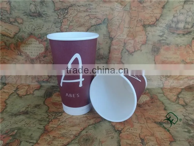 100% food grade single wall paper coffee cup with custom design printed