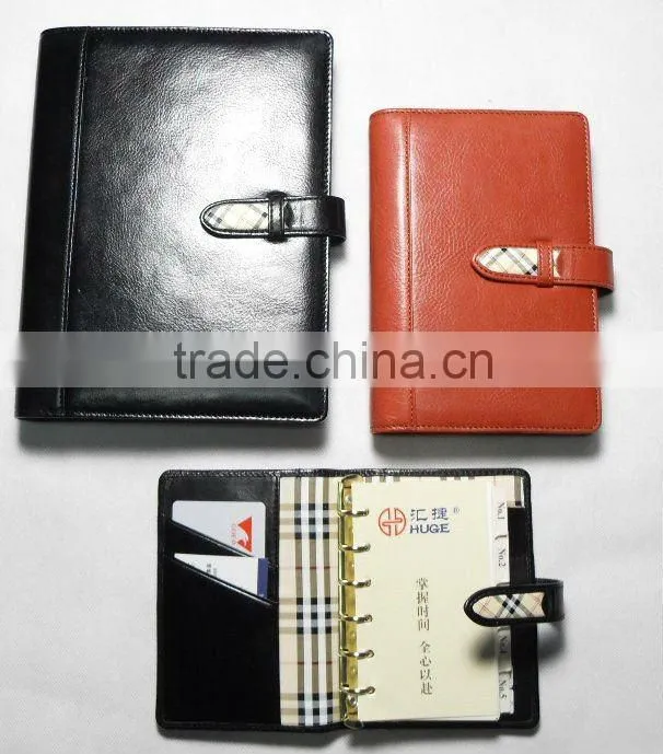 2013 New fashion leather notebook with front pocket