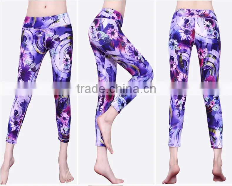 Wholesale sublimation compression pants elastic band pants high quality yoga pants