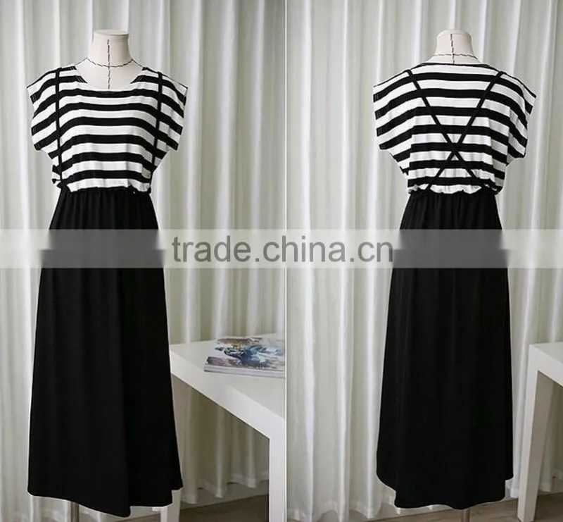 Slim Stripe Suspender Skirt Maternity Dresses Clothes For Pregnant Women