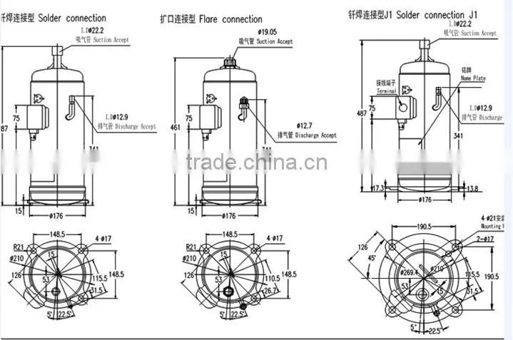 Hitachi Scroll Compressor Size 303DH-50D2Y,scroll hitachi compressor,china hitachi compressor