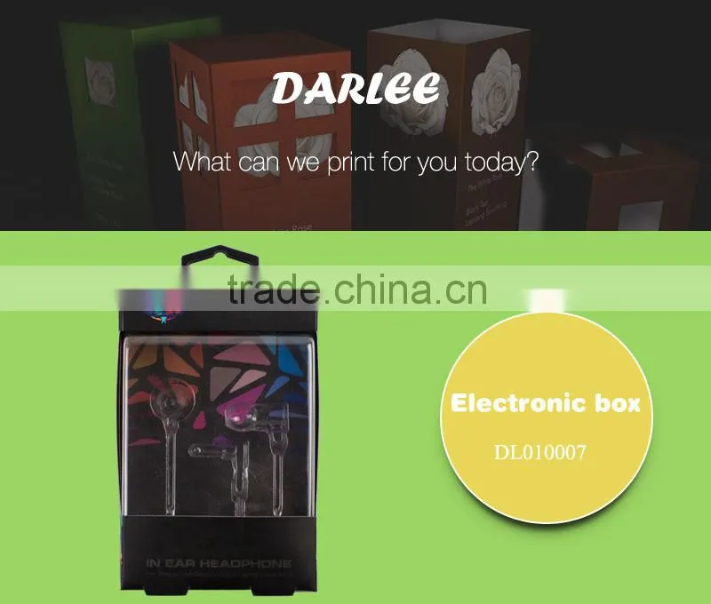 Top grade custom logo recyclable free sample earphone headset package box with clear window
