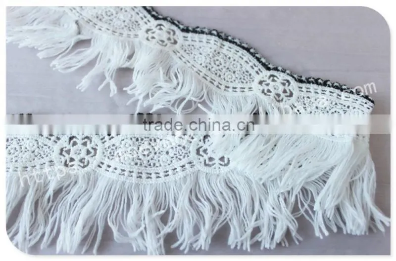 Hot selling 6.8cm width polyester water soluble trim fringe for garment